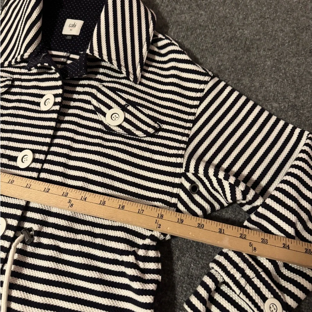 Cabi Womens Harbor Nautical Jacket Size XS Stripe Knit Cinch Waist Preppy Blue - Picture 9 of 12